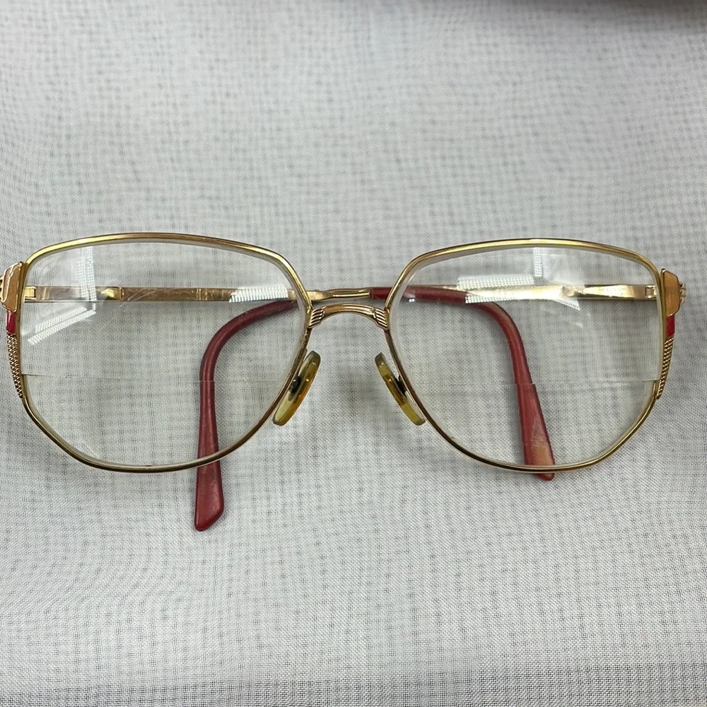 Vintage 70’s Gold & Burgundy Aviator Eyeglasses